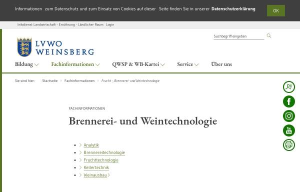 Vorschau von www.lvwo-bw.de, Frucht -, Brennerei- und Weintechnologie der LVWO Weinsberg