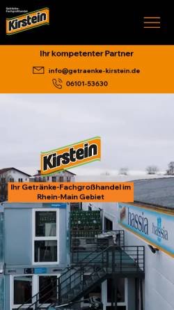 Vorschau der mobilen Webseite getraenke-kirstein.de, Getränkefachgroßhandel Kirstein