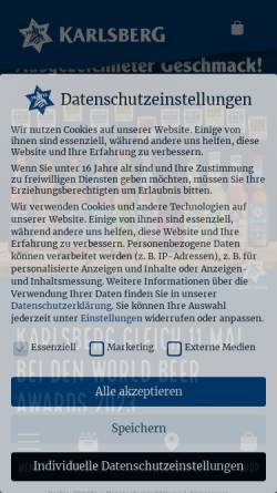 Vorschau der mobilen Webseite www.karlsberg.de, Holding Karlsberg Brauerei KG Weber