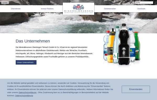 Vorschau von www.mineralbrunnen-ag.de, Mineralbrunnen Überkingen-Teinach AG