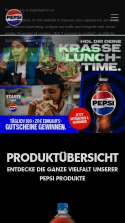 Vorschau der mobilen Webseite www.pepsi.de, PepsiCo Deutschland GmbH