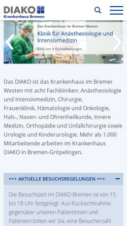 Vorschau der mobilen Webseite www.diako-bremen.de, Diako-Bremen