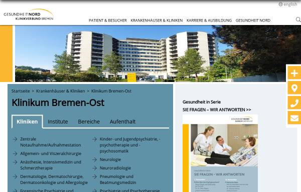 Vorschau von www.klinikum-bremen-ost.de, Klinikum Bremen Ost