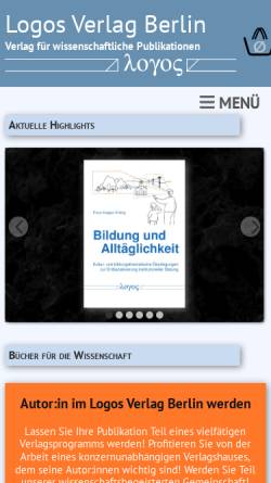 Vorschau der mobilen Webseite www.logos-verlag.de, Logos Verlag Berlin - Wissenschaftsverlag