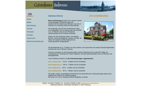Vorschau von www.pension-kirchwerder.de, Gästehaus Behrens