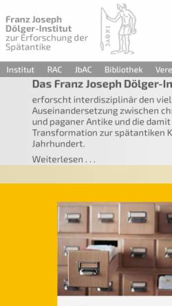 Vorschau der mobilen Webseite www.antike-und-christentum.de, Franz Joseph Doelger Institut zur Erforschung der Spätantike