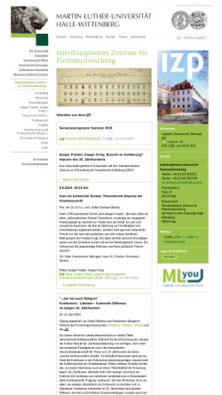 Vorschau der mobilen Webseite www.pietismus.uni-halle.de, Interdisziplinäres Zentrum für Pietismusforschung