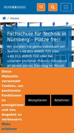 Vorschau der mobilen Webseite www.grundig-akademie.de, Grundig Akademie - Akademie für Wirtschaft und Technik gemeinnützige Stiftung e.V.