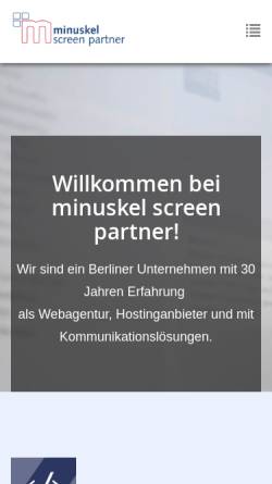 Vorschau der mobilen Webseite www.minuskel.de, Minuskel Screen Partner GmbH