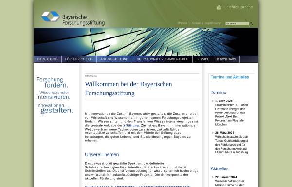 Vorschau von forschungsstiftung.de, Bayerische Forschungsstiftung