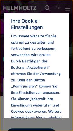 Vorschau der mobilen Webseite www.helmholtz.de, Hermann-von-Helmholtz-Gemeinschaft Deutscher Forschungszentren