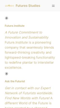 Vorschau der mobilen Webseite www.future-institute.com, Institut für internationale Zukunfts- und Trendforschung