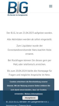 Vorschau der mobilen Webseite berater-im-gastgewerbe.de, B.i.G. - Die Berater im Gastgewerbe e.V.