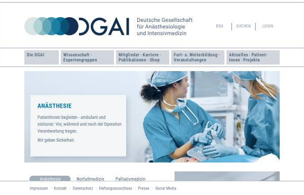 Vorschau von www.dgai.de, Deutsche Gesellschaft für Anästhesiologie und Intensivmedizin (DGAI)