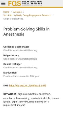 Vorschau der mobilen Webseite www.qualitative-research.net, Problemlösefähigkeiten in der Anästhesie