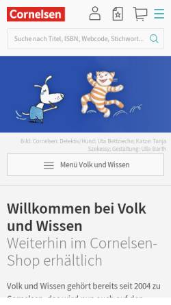 Vorschau der mobilen Webseite www.vwv.de, VWV - Volk und Wissen Verlag GmbH & Co. OHG
