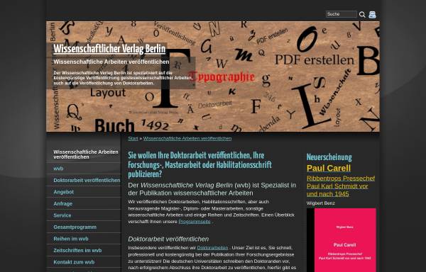 Vorschau von www.wvberlin.com, Wissenschaftlicher Verlag Berlin