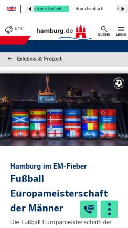 Vorschau der mobilen Webseite www.hamburg.de, Amt für Sport