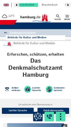 Vorschau der mobilen Webseite www.hamburg.de, Behörde für Kultur, Sport und Medien