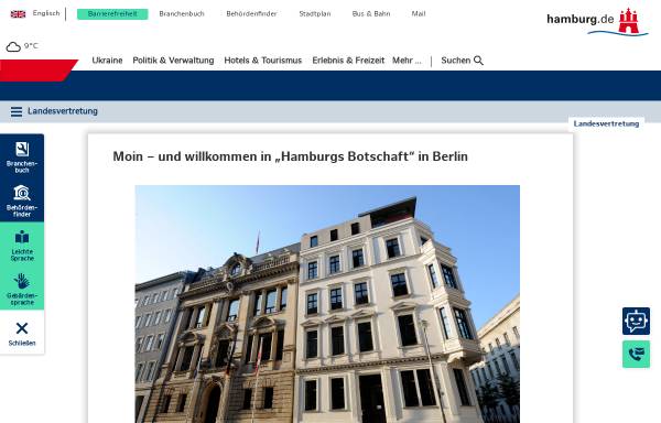Vorschau von www.hamburg.de, Landesvertretung beim Bund