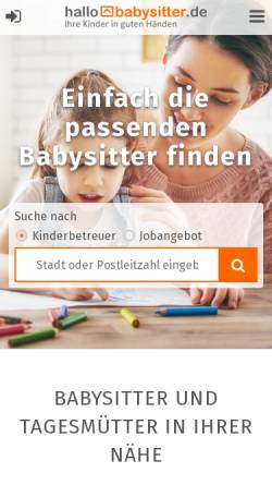 Vorschau der mobilen Webseite www.hallobabysitter.de, Hallo Familie GmbH & Co. KG
