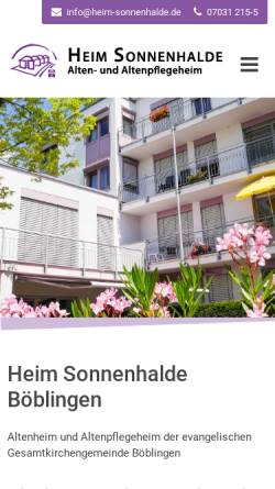 Vorschau der mobilen Webseite www.heim-sonnenhalde.de, Heim Sonnenhalde