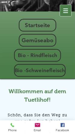 Vorschau der mobilen Webseite www.tuetlihof.ch, Tuetlihof Oberkulm