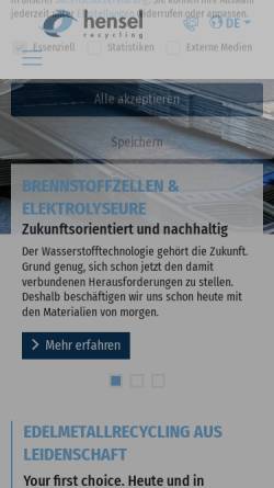 Vorschau der mobilen Webseite hensel-recycling.com, Duesmann & Hensel Recycling GmbH