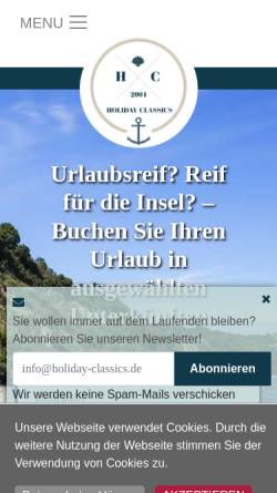 Vorschau der mobilen Webseite www.ferienwohnung-ostsee-mieten.com, Holiday Classics