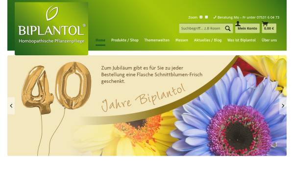 Vorschau von www.biplantol.de, Biplantol Homöopathie Natur und Umwelt