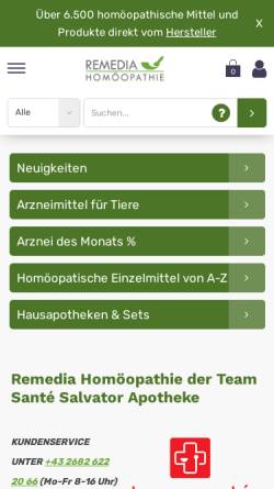 Vorschau der mobilen Webseite www.remedia.at, Remedia Homöopathie