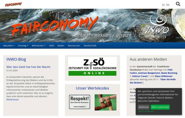 Vorschau von www.inwo.de, Initiative für Natürliche Wirtschaftsordnung e.V. Deutschland