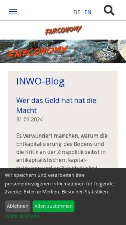 Vorschau der mobilen Webseite www.inwo.de, Initiative für Natürliche Wirtschaftsordnung e.V. Deutschland