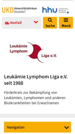 Vorschau der mobilen Webseite www.leukaemie-liga.de, Leukämie Liga e.V.