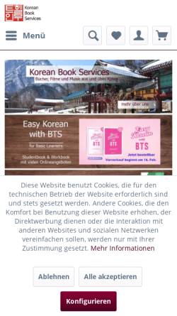 Vorschau der mobilen Webseite www.koreanbook.de, Korean Book Services