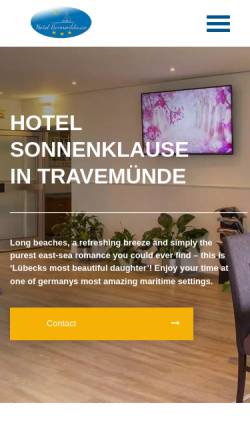 Vorschau der mobilen Webseite hotel-sonnenklause.de, Hotel Sonnenklause in Travemünde