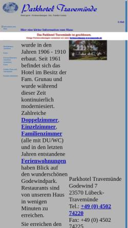 Vorschau der mobilen Webseite www.parkhotel-travemuende.de, Parkhotel Travemünde