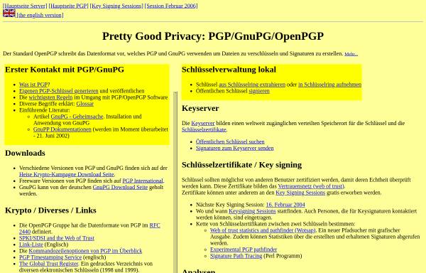 Vorschau von www.rubin.ch, Pretty Good Privacy: PGP/GnuPG/OpenPGP