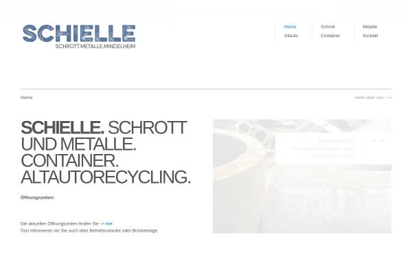 Vorschau von www.schielle.de, Schielle - Schrott und Metalle / Altautoentsorgung