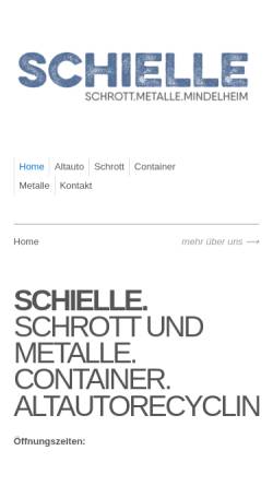Vorschau der mobilen Webseite www.schielle.de, Schielle - Schrott und Metalle / Altautoentsorgung