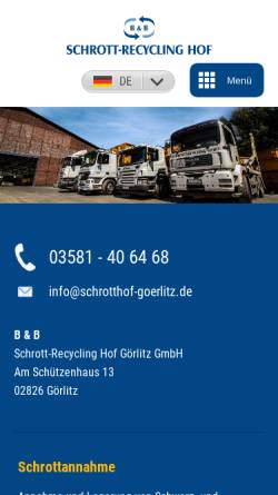 Vorschau der mobilen Webseite www.schrotthof-goerlitz.de, Schrott Recycling Hof Görlitz GmbH