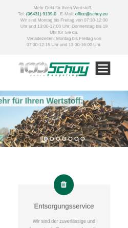 Vorschau der mobilen Webseite www.schuy.eu, Schuy Recycling Entsorgungsfachbetrieb