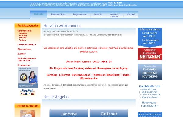 Vorschau von www.naehmaschinen-discounter.de, Naehmaschinen-discounter.de