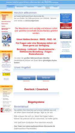 Vorschau der mobilen Webseite www.naehmaschinen-discounter.de, Naehmaschinen-discounter.de