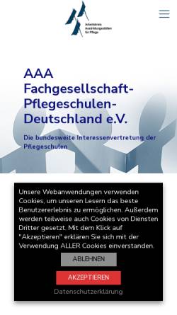 Vorschau der mobilen Webseite www.aaa-deutschland.de, AAA - Deutschland Berlin Arbeitskreis für Ausbildungsstätten der Altenpflege