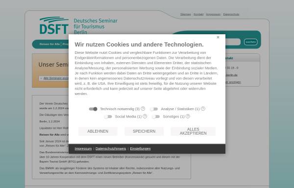 Vorschau von www.dsft-berlin.de, Deutsches Seminar für Tourismus (DSFT)