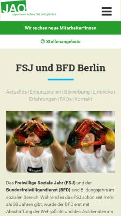Vorschau der mobilen Webseite www.jao-fsj.de, Jugendwerk Aufbau Ost (JAO) e.V.