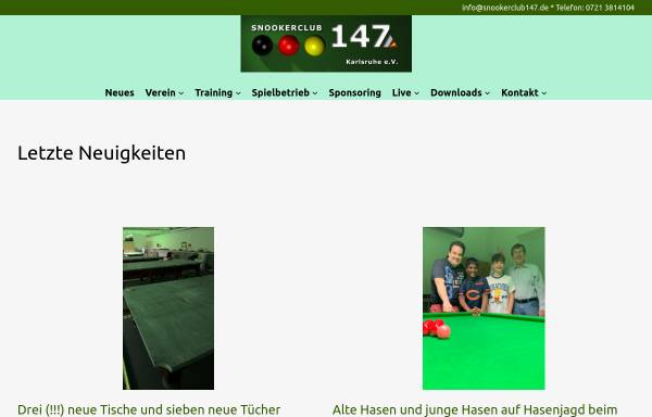 Vorschau von www.snookerclub147.de, Snookerclub 147 Karlsruhe e.V.