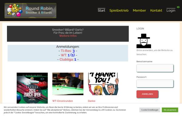 Vorschau von roundrobin.ch, Round Robin Snooker $ Bilards (Glattbrugg Zürich)