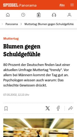Vorschau der mobilen Webseite www.spiegel.de, Spiegel Online: Muttertag - Blumen gegen Schuldgefühle